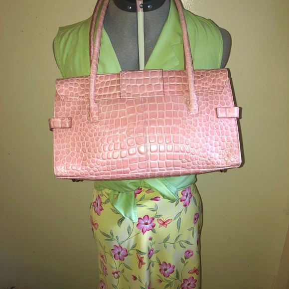 Pink genuine leather crocodile embossed - Picture 2 of 2